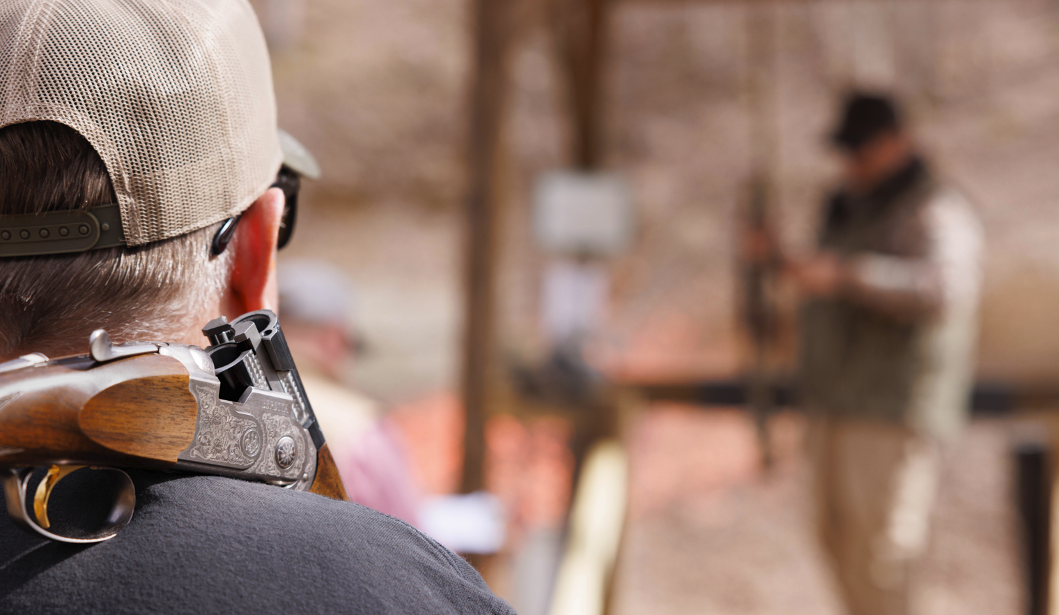 Man waiting to break clays on Blue Course at EVSC.